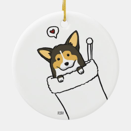 Stocking Corgs Keramisch Ornament (Achterkant)