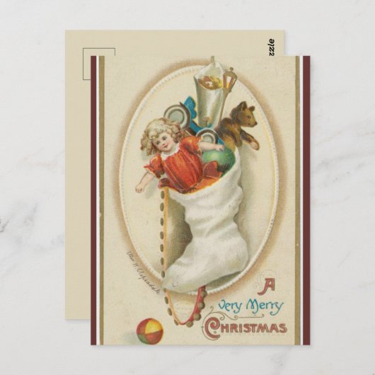  Stocking Doll Teddy Bear Christmas Briefkaart (Voorkant / Achterkant)