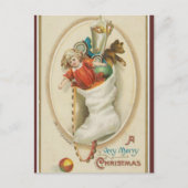  Stocking Doll Teddy Bear Christmas Briefkaart (Voorkant)