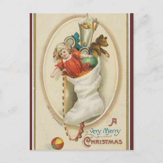  Stocking Doll Teddy Bear Christmas Briefkaart (Voorkant)