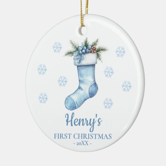 Stocking Personalized Baby's First Christmas Keramisch Ornament (Links)