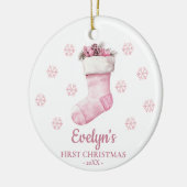 Stocking Personalized Girl's First Christmas Keramisch Ornament (Links)