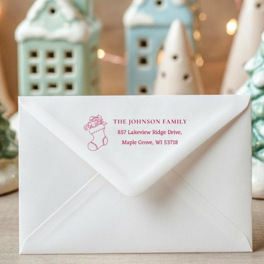 [Stocking Stamp] Custom Christmas Card Address Zelfinktende Stempel