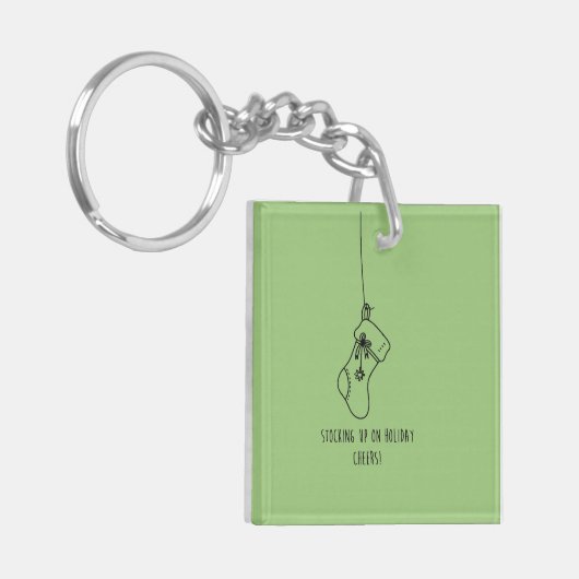 Stocking up on holiday cheers! sleutelhanger (Voorkant Links)