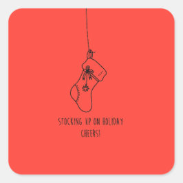 Stocking up on holiday cheers! vierkante sticker