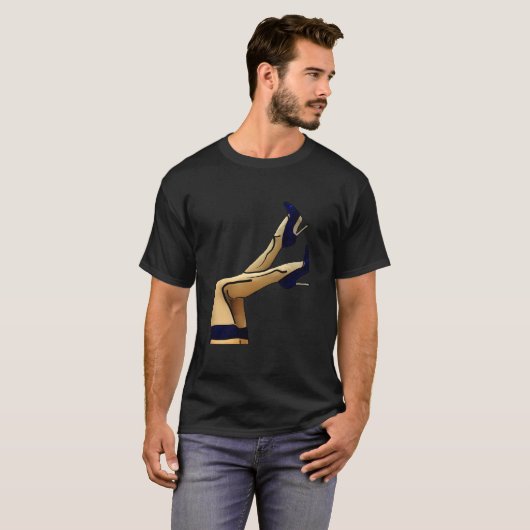 Stockings and Blue Stiletto Heels T-shirt (Voorkant volledig)