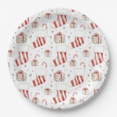 Stockings Candy Canes Presents Festive Christmas Papieren Bordje (Voorkant)