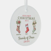 Stockings familie van drie eerste kerstdagen glas ornament (Voorkant Rechts)