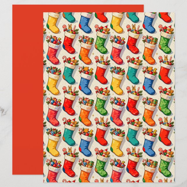 Stockings Filled Scrapbook Paper (Voorkant / Achterkant)