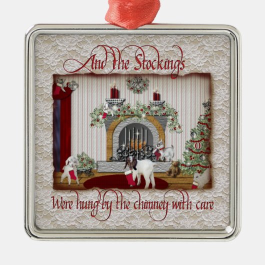 Stockings Hung Kerstversier Metalen Ornament (Voorkant)