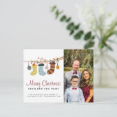 Stockings Merry Kerstmis New Home Photo Moving Aankondigingskaart (Staand voorkant)