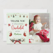 Stockking Kerstmis Winter Verjaardag Party Foto Bedankkaart (Voorkant)