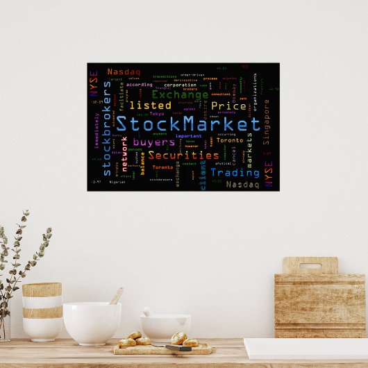 StockMarket Design Blue Poster (Keuken)