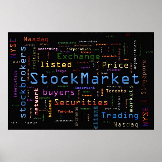 StockMarket Design Blue Poster (Voorkant)