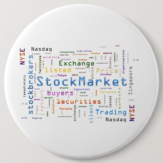 StockMarket Design Word cloud-concept Ronde Button 6,0 Cm (Voorkant)