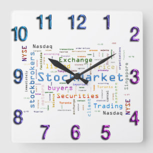 StockMarket Design Word cloud-concept Vierkante Klok