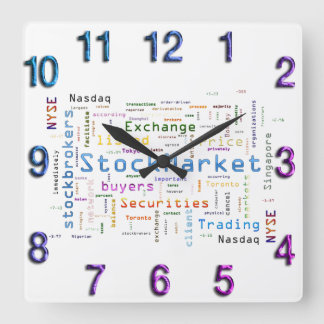 StockMarket Design Word cloud-concept Vierkante Klok