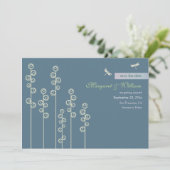 Stockroos & Libelle Save the Date Aankondiging (Staand voorkant)