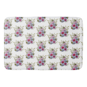 Stockrozen en Blauwe Bloemen met Hommels Badmat