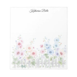 Stockrozen & Houten Schutting Aquarel Notitieblok