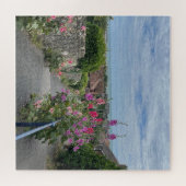 Stockrozen langs de muur van de St Leonards Kerk i Legpuzzel (Horizontaal)