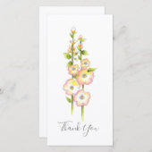 Stockrozen met pen en waterverf bedankkaart (Voorkant / Achterkant)