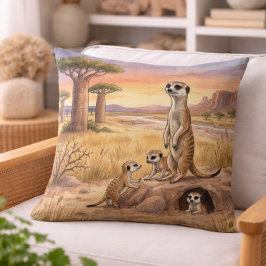 Stockstaartmoeder en Jongen Safari Dieren Kussen