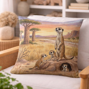 Stockstaartmoeder en Jongen Safari Dieren  Kussen