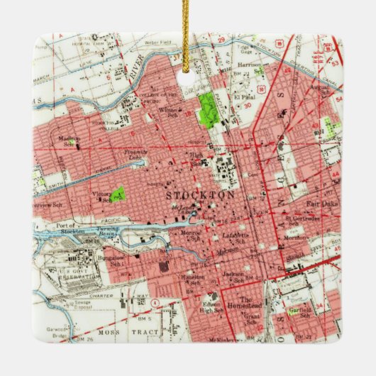 Stockton CA 1955 Map Keramisch Ornament (Achterkant)