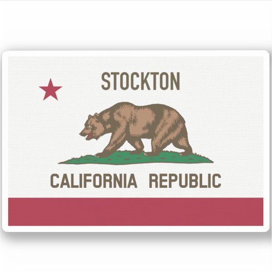 Stockton CA Flag Sticker (Voorkant)