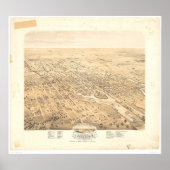 Stockton, CA Panoramic Map 1870 (1667A) - Ongerest Poster (Voorkant)