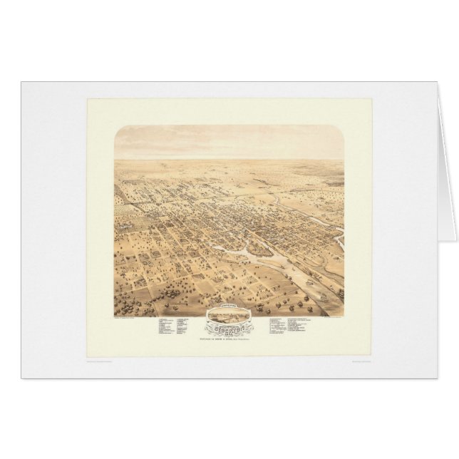 Stockton, CA Panoramic Map 1870 (1667A) - teruggez (Voorkant Horizontaal)