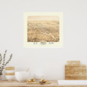 Stockton, CA Panoramic Map 1870 (1667A) - teruggez Poster (Keuken)