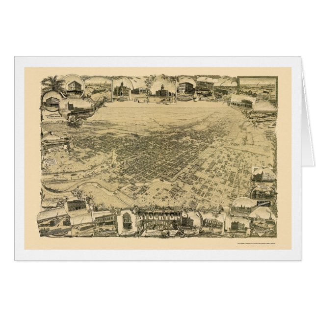 Stockton, CA Panoramic Map - 1895 (Voorkant Horizontaal)