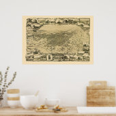 Stockton, CA Panoramic Map - 1895 Poster (Keuken)