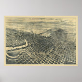 Stockton, CA Panoramic Map - 1895 Poster (Voorkant)