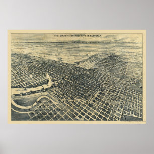 Stockton, CA Panoramic Map - 1895 Poster