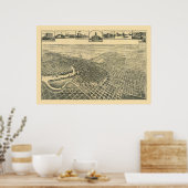 Stockton, CA Panoramic Map - 1895b Poster (Keuken)