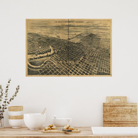 Stockton California 1895 Panoramic Map Poster (Keuken)