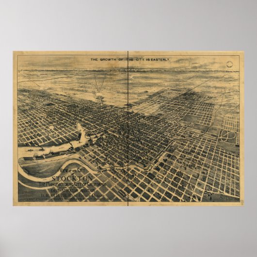 Stockton California 1895 Panoramic Map Poster (Voorkant)