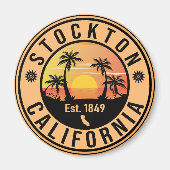 Stockton California Retro Sunset Souvenirs Palm Magneet (Voorkant)