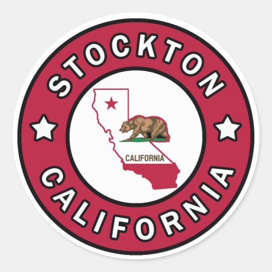 Stockton California Ronde Sticker (Voorkant)