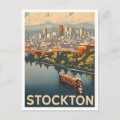 Stockton California Vintage Travel Illustratie Briefkaart (Voorkant)