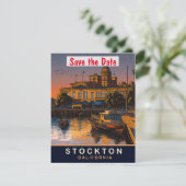 Stockton, Californië, Reisansichtkaart, Save The Date (Staand voorkant)