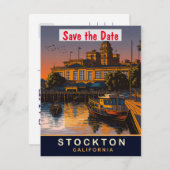 Stockton, Californië, Reisansichtkaart, Save The Date (Voorkant / Achterkant)