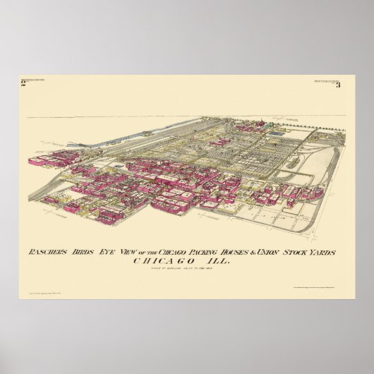 Stockyards Chicago, IL Panoramic Map - 1890 Poster (Voorkant)