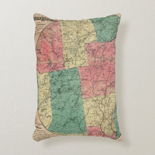 Stoddard's Map of the Adirondack Wilderness, 1883 Accent Kussen (Voorkant(Verticaal))