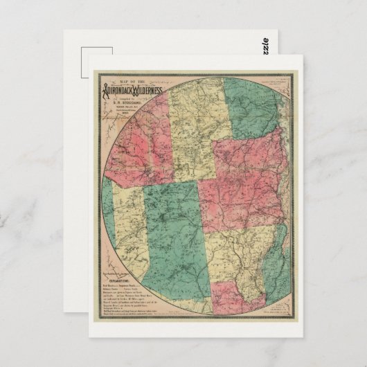 Stoddard's Map of the Adirondack Wilderness, 1883 Briefkaart (Voorkant / Achterkant)