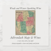 Stoddard's Map of the Adirondack Wilderness, 1883 Sparkling Wijnetiket (Enkel label)