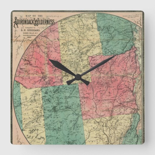 Stoddard's Map of the Adirondack Wilderness, 1883 Vierkante Klok (Voorkant)